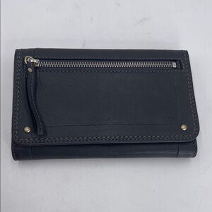 Banana Republic Gray Soft Genuine Leather Wallet with Zipper Detail